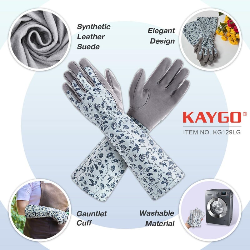 KAYGO Gardening Gloves for Women Long Sleeve, Light Protective Gloves for Yard and Outdoor Work, Best Garden Gifts for Gardener,Gray,M - Image 2